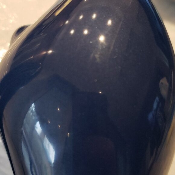 RHEINHESSEN Cat Decanter Glass Navy Metalic Blue 13"h x 3"w vase - Picture 7 of 9